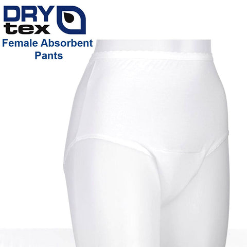 Drytex Female Absorbent Brief, White, Medium