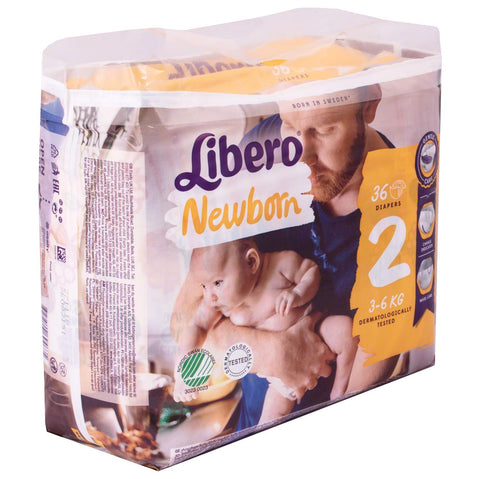 Libero Newborn, Size 2 Nappies, Pack of 34