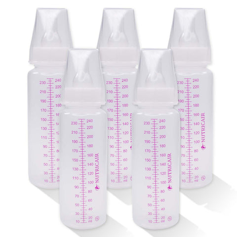 SteriCare Sterile Disposable Single Use Baby Bottle 240ml & 3 Speed, Standard Teat, Pack of 5