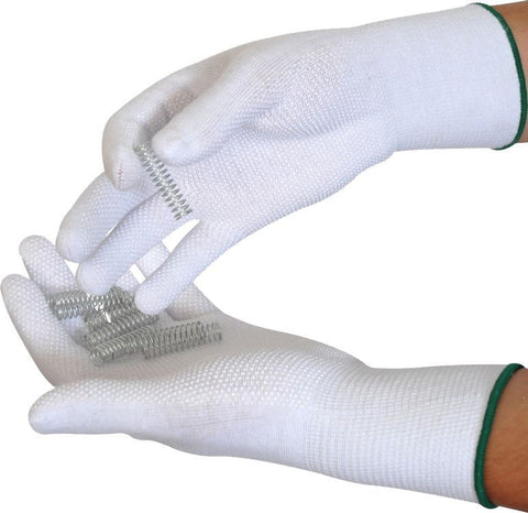 Cotton/Lycra PVC Micro Dotted Handling Gloves, White, Size 10