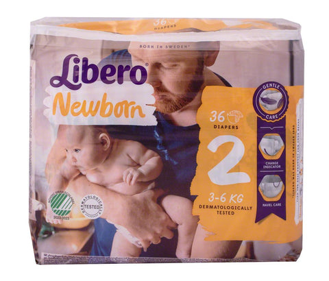 Libero Newborn, Size 2 Nappies, Pack of 34