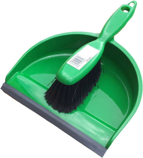 Green Dustpan and Brush, Soft Bristles