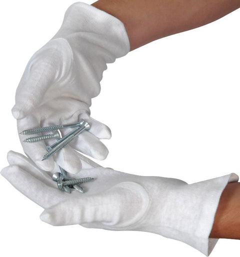 High Quality Bleached Ladies Stockinette White Gloves, 12 Pairs