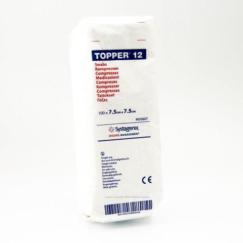 Topper Non-Sterile Swabs, 7.5cm x 7.5cm, Pack of 100