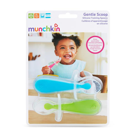 Munchkin Gentle Scoop Silicone Training Spoons, Pack of 2 (Pink & Purple)